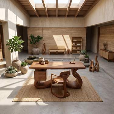 Scandinavian Organic Desk For Workspace Interior Space