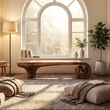 Organic Modern Accent Bench For Reception Area