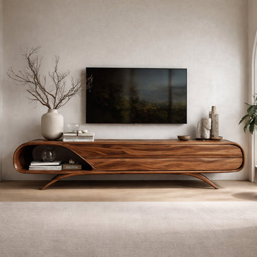 Mid Century Wooden TV Console For Living Room