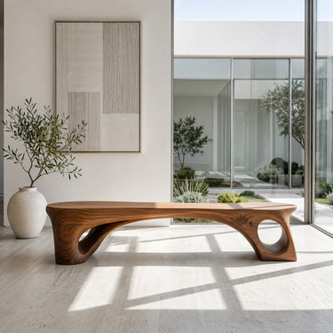 Modern Sculptural Bench With Curved Design For Living Room