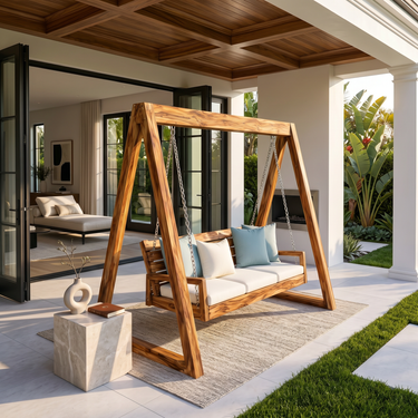 Tropical Wooden Garden Swing Backyard Lounge Seating