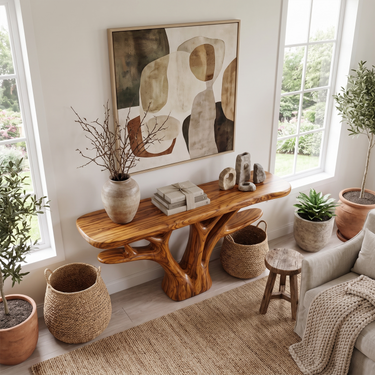 Organic Sculptural Console Table For Entryway Living Room