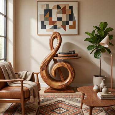 Contemporary Record Storage Stand For Living Room