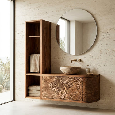 Organic Bathroom Vanity With L-shaped For Master Bathroom