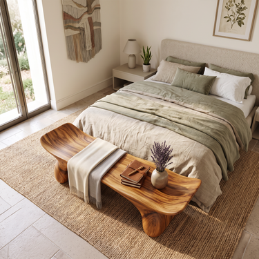 Japandi Wood Bench For Entryway Covered Patio