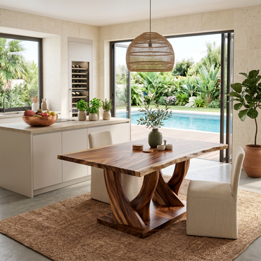 Modern Live Edge Kitchen Table For Garden Villa