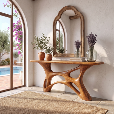 Flowing Sculptural Console Table For Modern Living Room