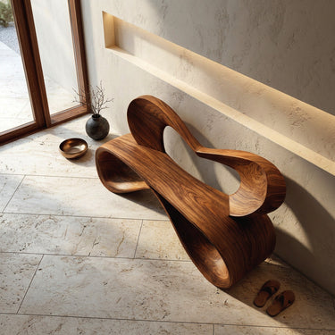 Modern Bench With Heart-Shaped Backrest For Hallway
