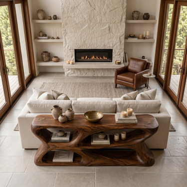 Luxury Sculptural Wooden Console Table For Hallway Entryway