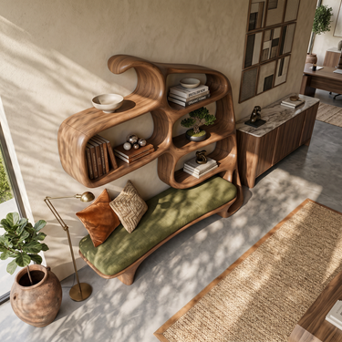 Modern Sculptural Bookshelf For Stylish Reading Space