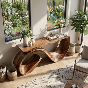 Rustic Artistic Console Table For Hallway Entryway