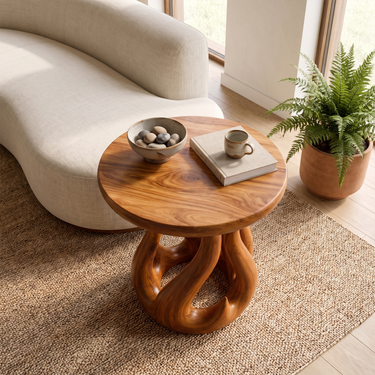 Nature Inspired Accent Table For Sunroom