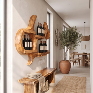 Organic Wall Mounted Wine Rack For Kitchen