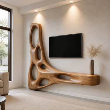 Artistic Organic Wall Mounted Media Console For Living Room