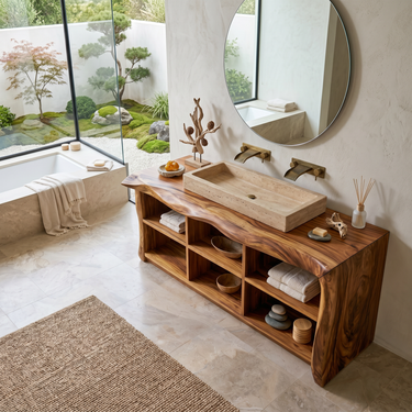 Organic Monkeypod Vanity Unit For Resort Suite