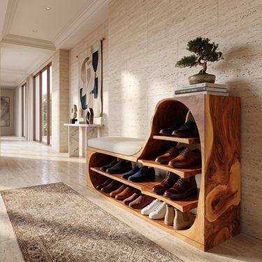 Rustic Shoe Bench Rack For Entryway Hallway Storage Corner