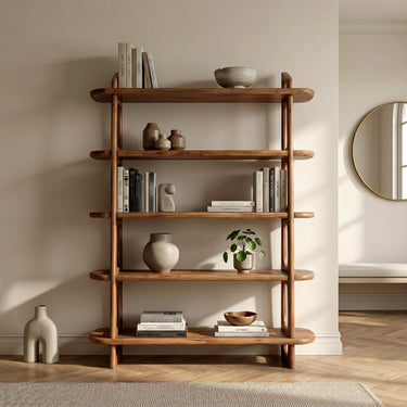 Contemporary Wooden Standing Shelf For Living Room Corner