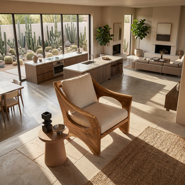 Sculptural Wooden Rocking Chair Modern Villa Interior
