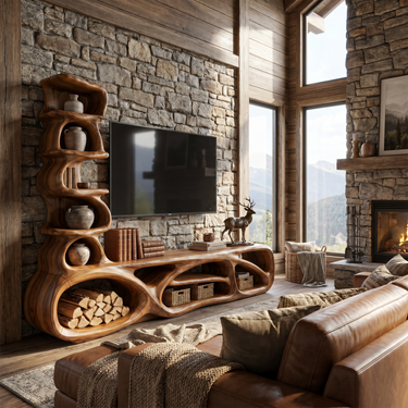Coastal Sculptural TV Cabinet For Living Room