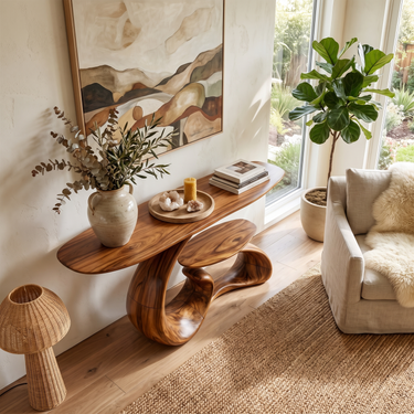 Coastal Organic Console Table For Mediterranean Entryway