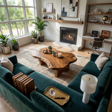 Rustic Live Edge Coffee Table For Fireplace Room