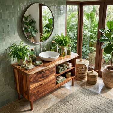 Handmade Wood Sink Cabinet For Powder Room