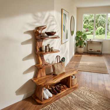 Rustic Shoe Storage Rack For Farmhouse Mudroom Entryway Corner