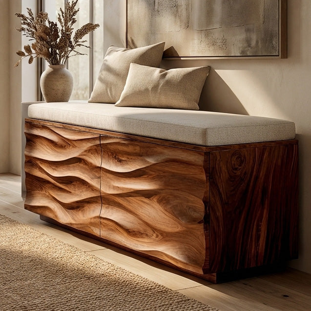 Wave Back Bench Modern Wave Storage Bench For Home Decor – Roy Timber