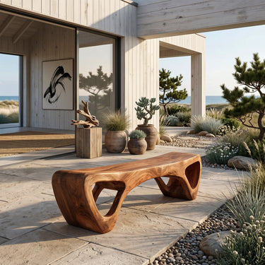 Handcrafted Wooden Garden Bench For Outdoor Lounge Area