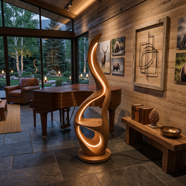 Contemporary Ring Lamp With Table For Lounge