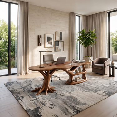 Contemporary Sculptural Storage Desk Home Office Studio