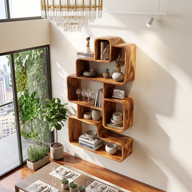 Farmhouse Wall Mounted Wood Shelves for Laundry Room