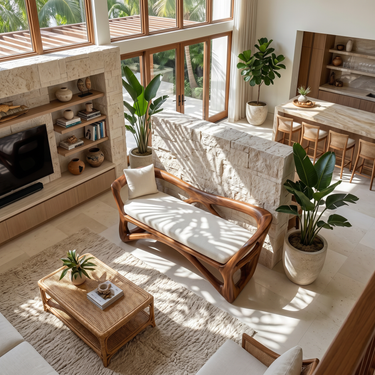 Japandi Accent Bench Wellness Retreat