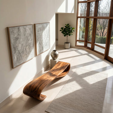Modern Statement Bench With Soft Curved Lines For Entryway