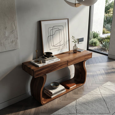 Minimalist Console Table With Curved Base Frame For Entryway