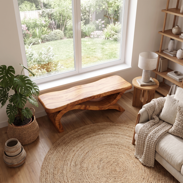 Mediterranean Wood Bench For Entryway Living Room