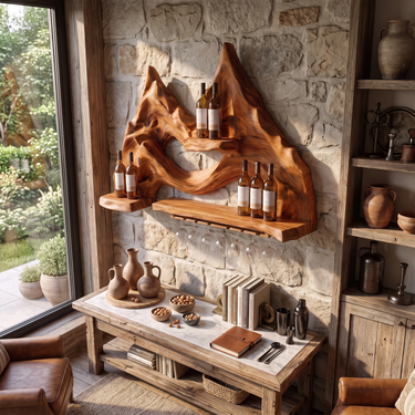 Mountain Inspired Wine Shelf For Modern Home