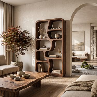 Contemporary Handmade Wooden Bookshelf For Home Styling