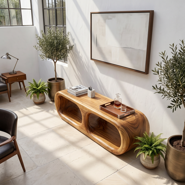 Japandi Wooden Bench Serene Entryway
