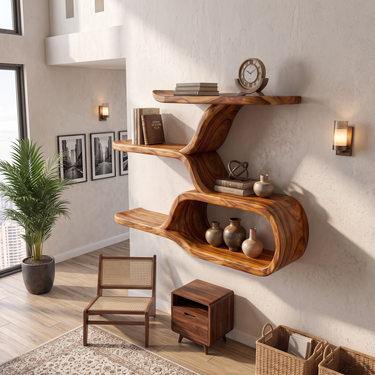 Organic Modern Floating Wall Shelves for Bedroom