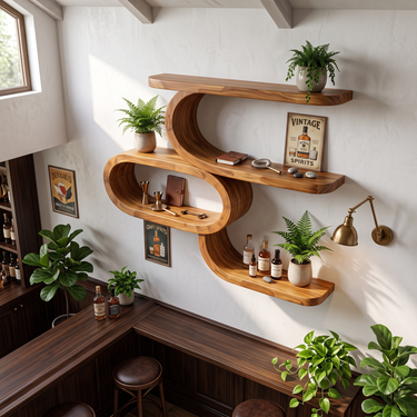 Farmhouse Wooden Floating Shelves for Kitchen