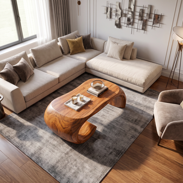 Modern Curved Coffee Table For Living Room