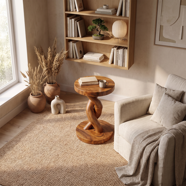 Twisted Sculptural Side Table For Living Room