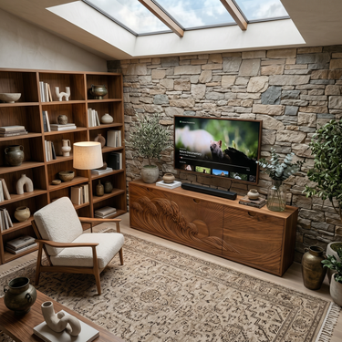 Contemporary TV Stand With Crashing Ocean Waves For Living Room