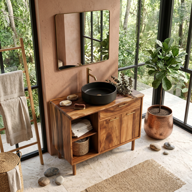 Minimalist Wood Bathroom Vanity For Contemporary Bath