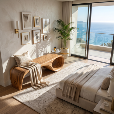 Modern Sculptural Bench Luxury Bedroom