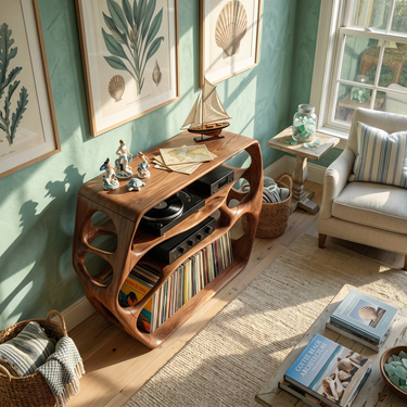 Minimalist Record Stand For Music Studio Interior Area