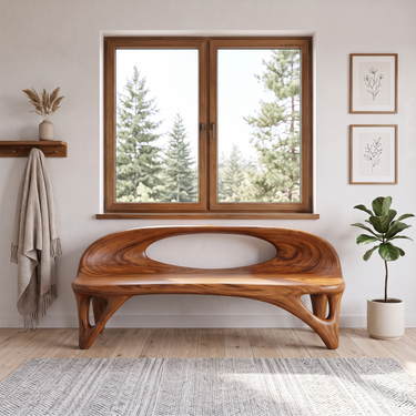 Mediterranean Sculptural Bench For Sunroom Living Room