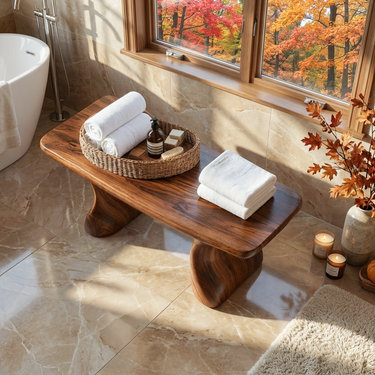 Modern Organic Curved Bath Bench For Bathroom