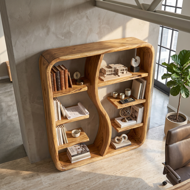 Modern Wooden Storage Bookshelf With Open Shelves